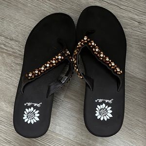 Slip on sandals with a heel